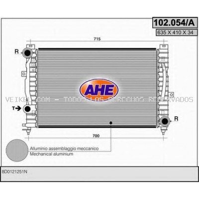 Radiador, refrigeración del motor AHE: 102054A