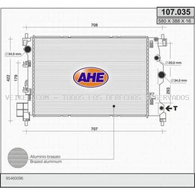 Radiador, refrigeración del motor AHE: 107035