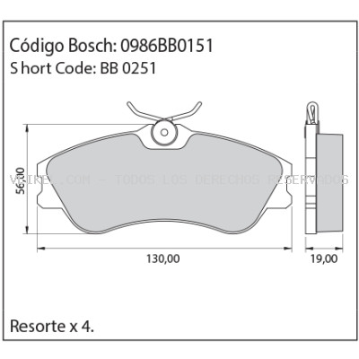 Juego de pastillas de freno BOSCH: 0986BB0151