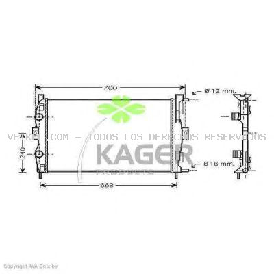 Radiador, refrigeración del motor KAGER: 310980
