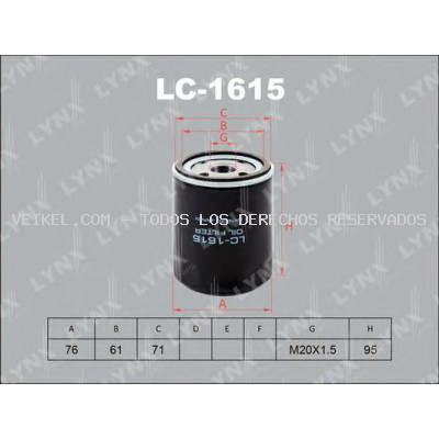 Filtro de aceite LYNXauto: LC1615