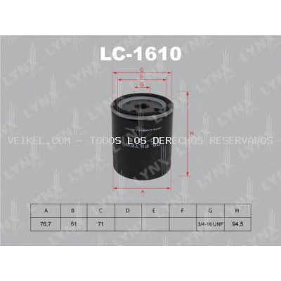 Filtro de aceite LYNXauto: LC1610