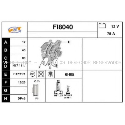 Alternador SNRA: FI8040